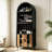 Tall Black Arched Wine Cabinet: 71"Wine Storage Cabinets,With 15 Liquor Racks 16 Glass Holders,4 Tier With Door & Adjustable Shelf - Bar Decorations For Home, Living Dining Room-1577323143