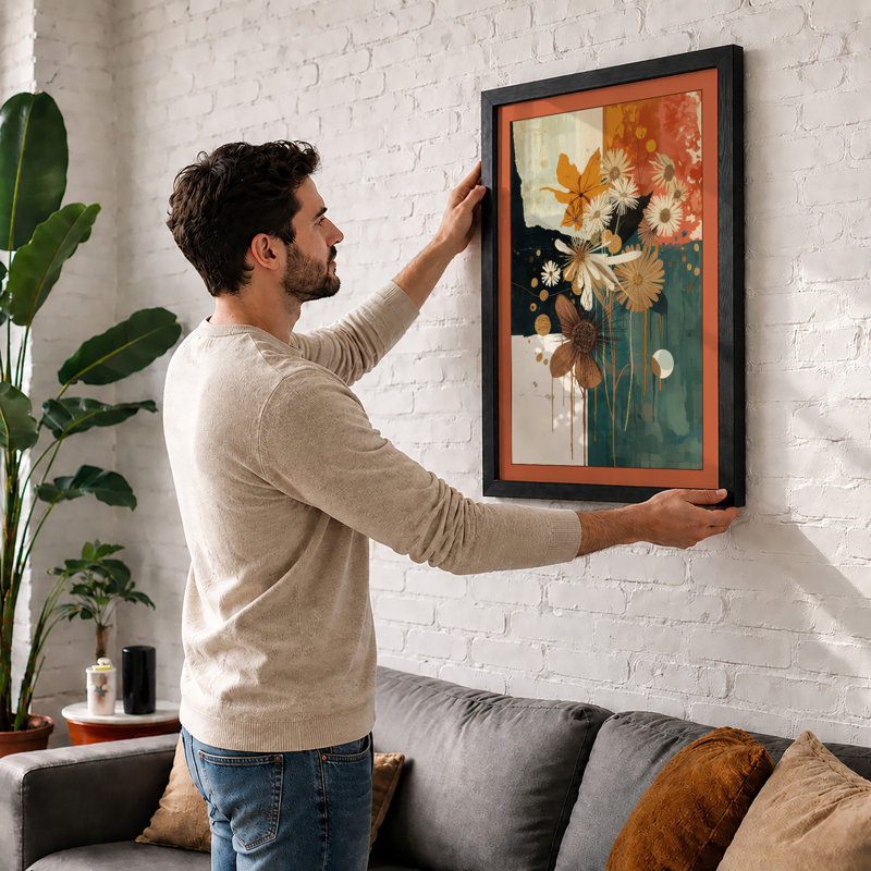Geometric Bloom Arrangement Mid-Century - Print, Oak, A4 - 29.7 x 21.0 cm