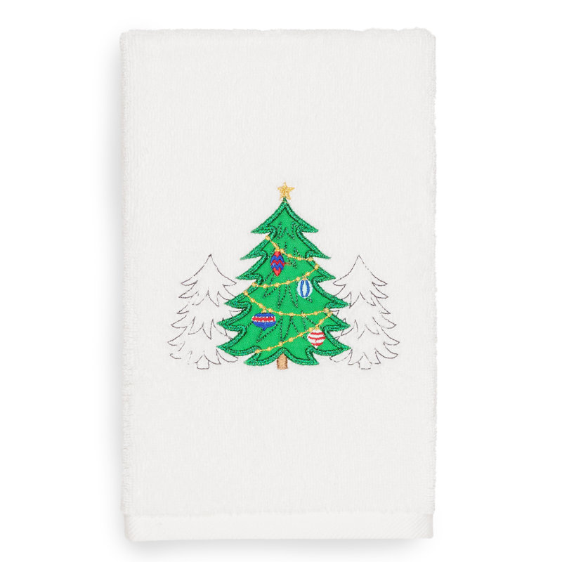 Christmas Midweight Hand Towel, White