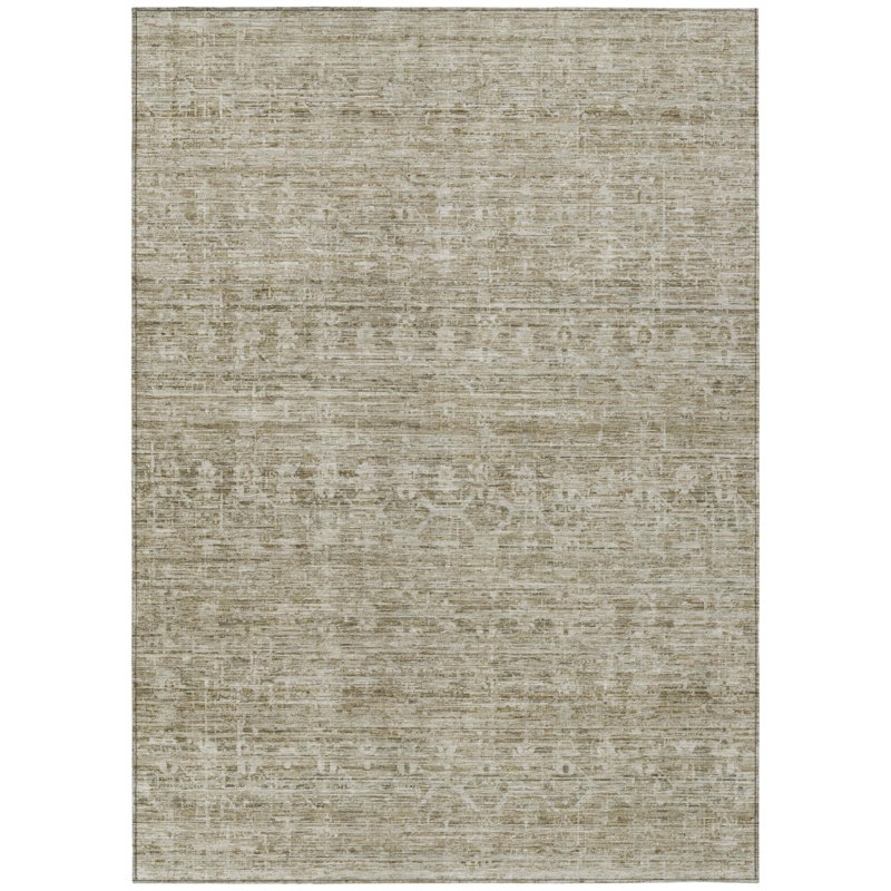 Tapis intérieur/extérieur lavable à rayures taupe et beige 2,44 m x 3,05 m