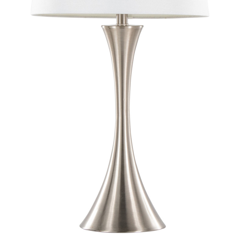 Lampe de table contemporaine en métal, Nickel brossé
