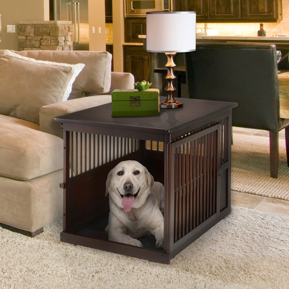 Wooden End Table Pet Crate, Large (29.5" H x 29.9" W x 41.5" D), White