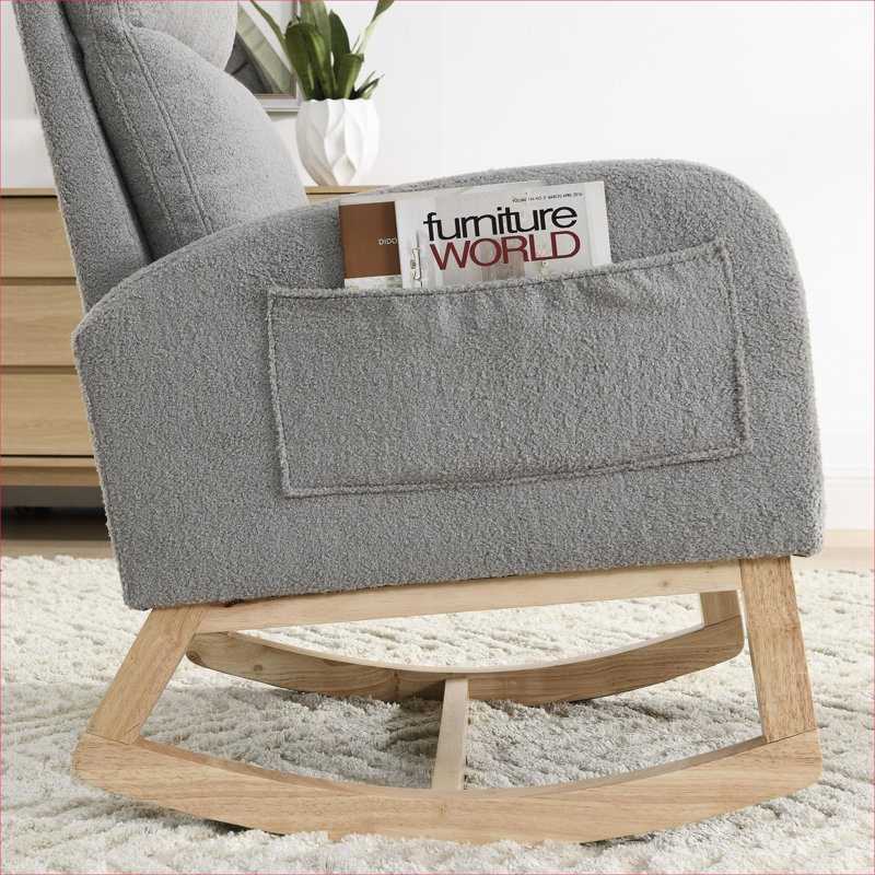 Chaise berçante moderne avec accoudoirs de salon et dossier haut