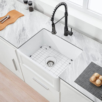 24.01'' L Farmhouse / Apron Single Bowl Ceramic Kitchen Sink