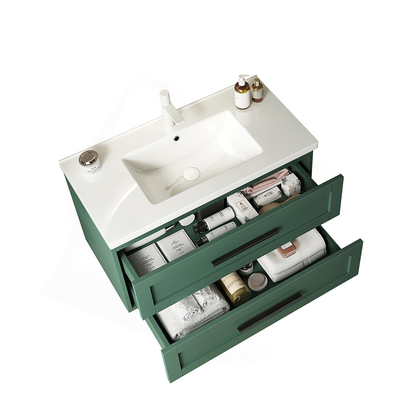 Wall-Mounted Floating Bathroom Vanity with Sink, 35.83"