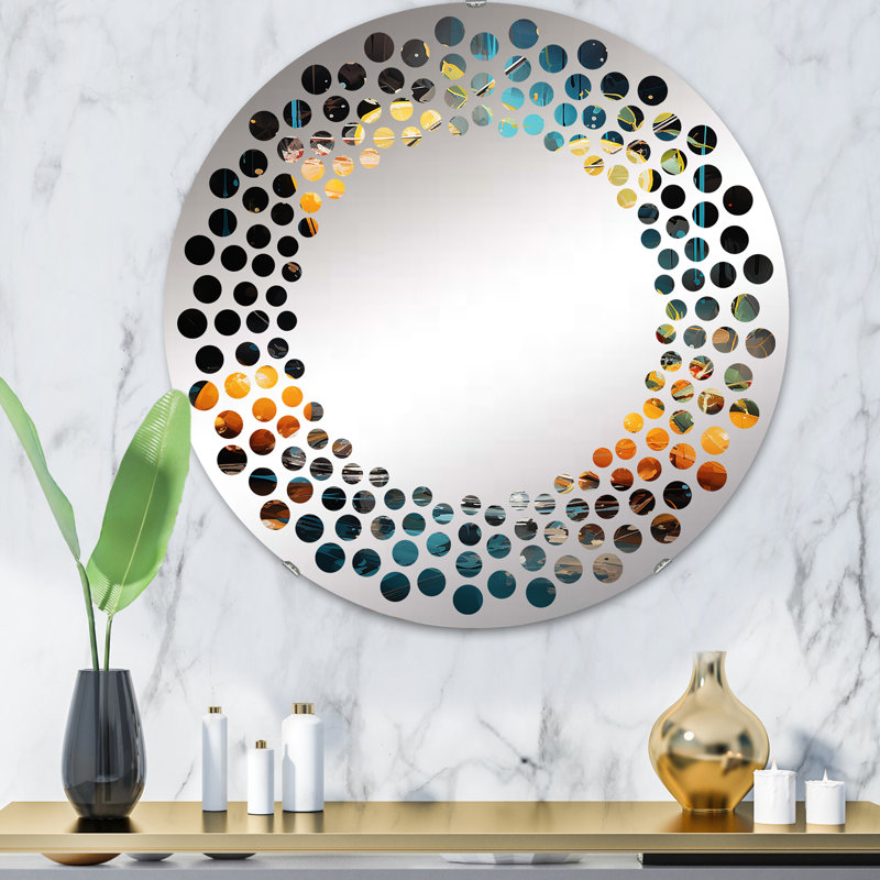 Polka Dot Wall Mirror-Round, 31.4" H x 31.4" W, Artful Mixology Cocktail Melody