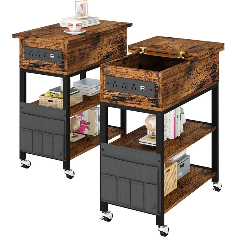 Daymien End Table Set with Storage and Built-In Outlets