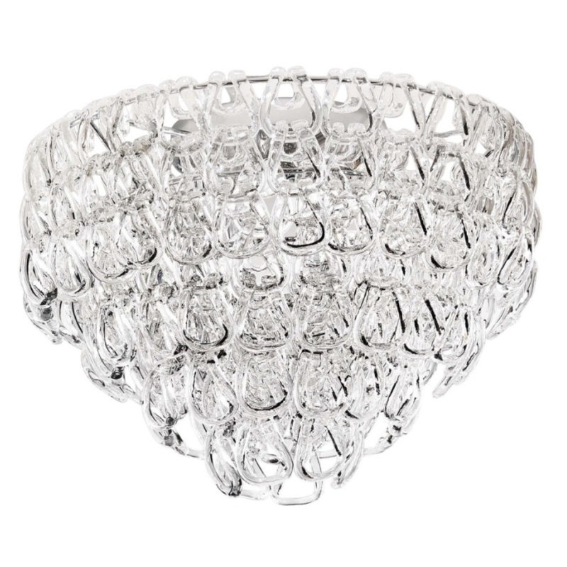 Lustre à 5 lumières Murana, Transparent, 44" Diameter x 38" Height, Laiton brossé