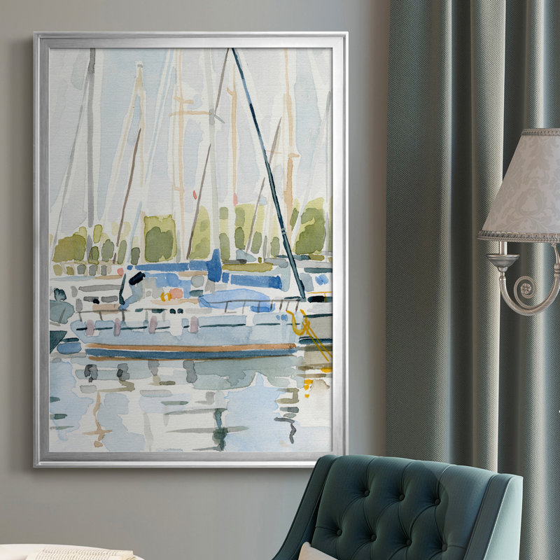 By the Bay II - Peinture sur toile encadrée, Argent, H 36,5 po x l 26,5 po x P 1 po