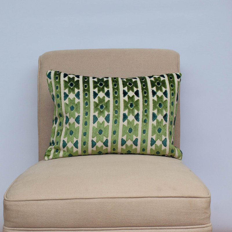 Geometric Green Cushion, 43x30cm, Synthetic filled