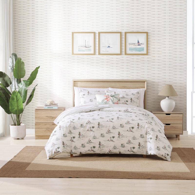 Beach Club Cotton Duvet Cover Set, King Duvet Cover + 2 King Shams