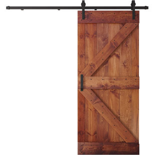 24'' x 84'' Solid Wood Paneled without Installation Hardware Kit Barn Door