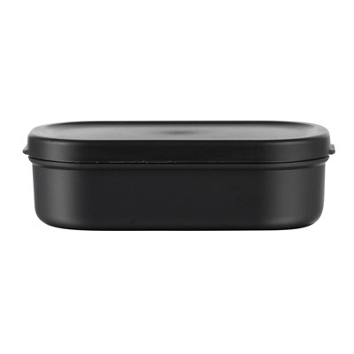 Restaurantware-Bento Tek 3.7 x 2.2 x 1.1 Inch Sauce Containers, 4 Black Dipping Sauce Cups With Lids - With Black Lid, Microwavable, Plastic Small Lunchbox Containers, Freezable, Dishwashable