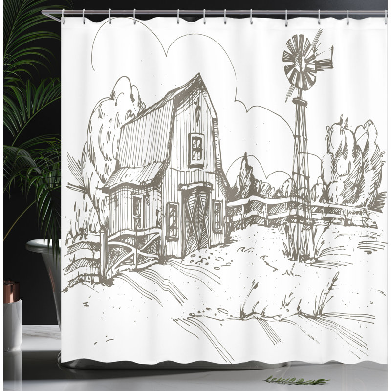 Shower Curtain with Hooks Included, 70" H x 69" W
