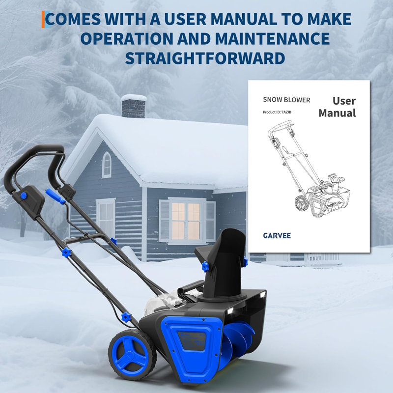 Souffleuse à neige sans fil de 20 po avec moteur sans balai, distance de projection de 23 pi, goulotte rotative réglable à 180 °, deux lumières DEL, comprend 2 piles de 4,0 Ah et un chargeur