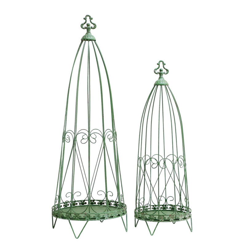VIP Metal 34.75 in. Green Wire Cages Topiary Set of 2