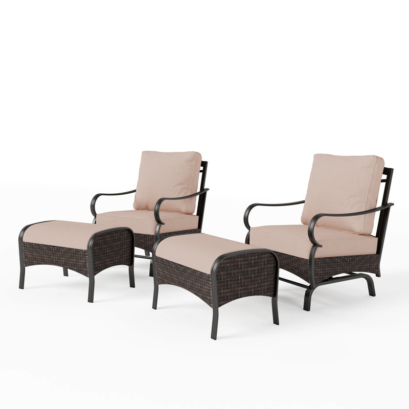 Sherborn Rocking Patio Chair with Cushions and Ottoman
