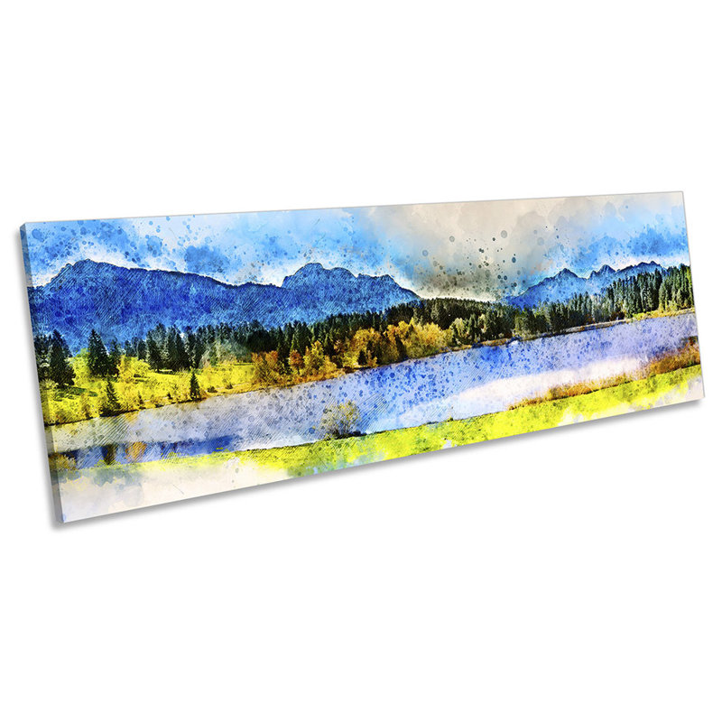 Lake Alps Mountains - Wrapped Canvas Panoramic Print, 30.48cm H x 91.44cm W