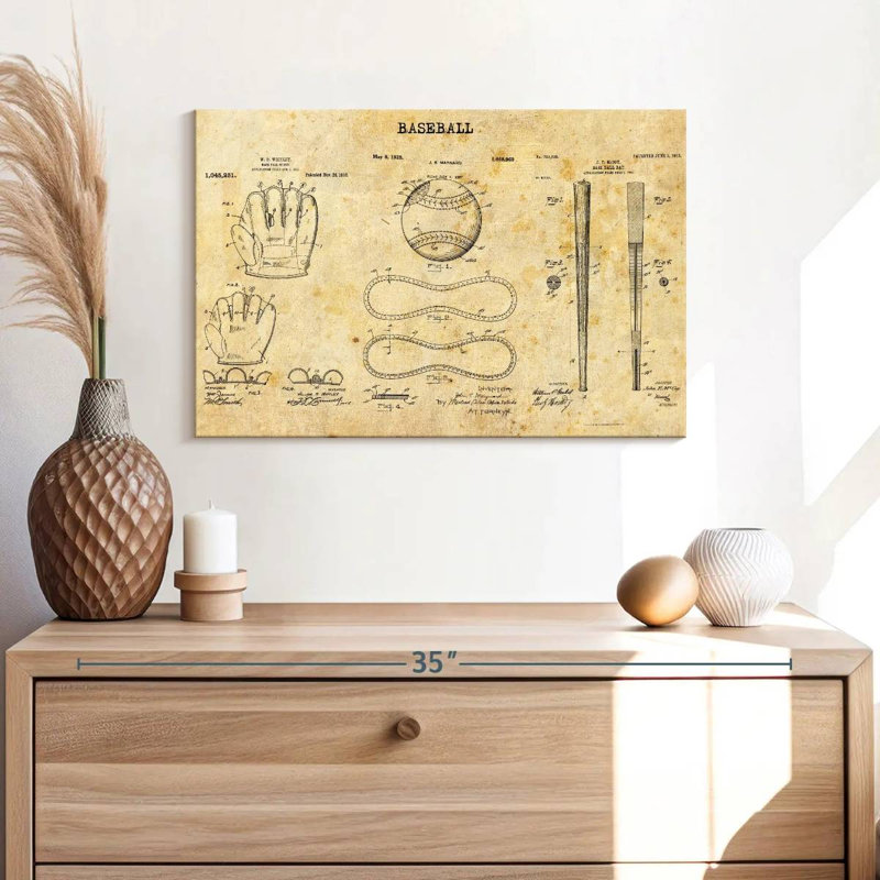 Baseball Compilation brevet sur toile, H 16 po x l 24 po x P 1,25 po
