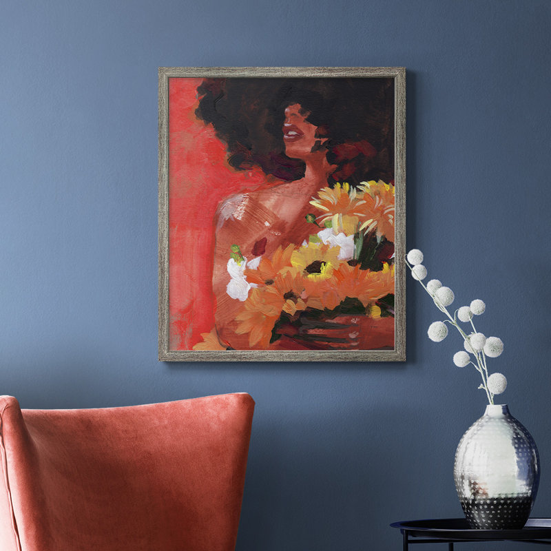 «Through the Flowers I», toile encadrée de qualité supérieure - prête à être accrochée, H 24 po x l 20 po, Argent patiné