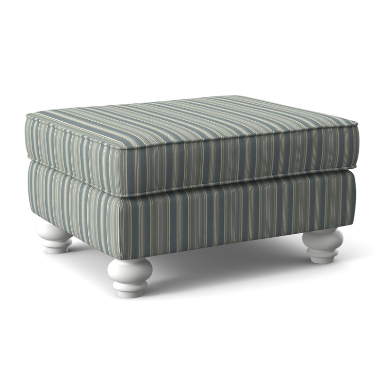 Lowell Upholstered Ottoman, Green and Blue Stripe; 0252-54, Mineral