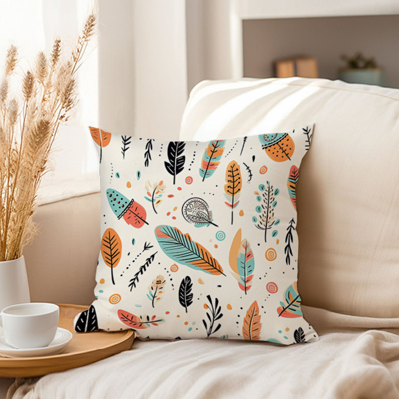 Boho Feather Pattern VII Bohemian, 18"H x 18"W