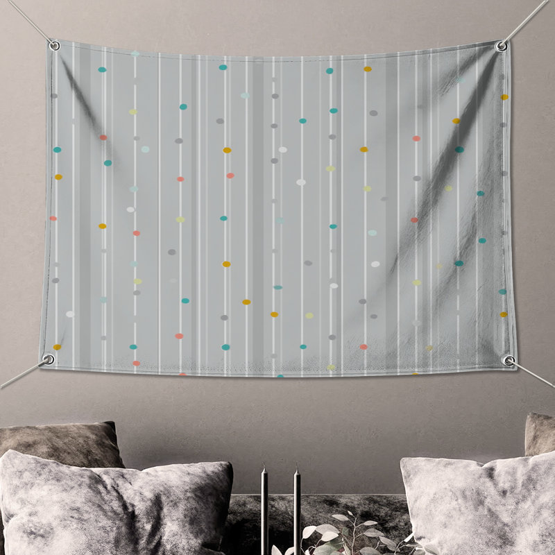 Polka Dots Wall Tapestry - Pattern Wall Decor, 50in H x60in W with 4 Grommets