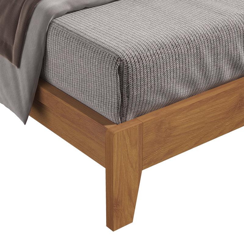 Allyannah Levison Platform Bed With Headboard, Queen, Amber Walnut