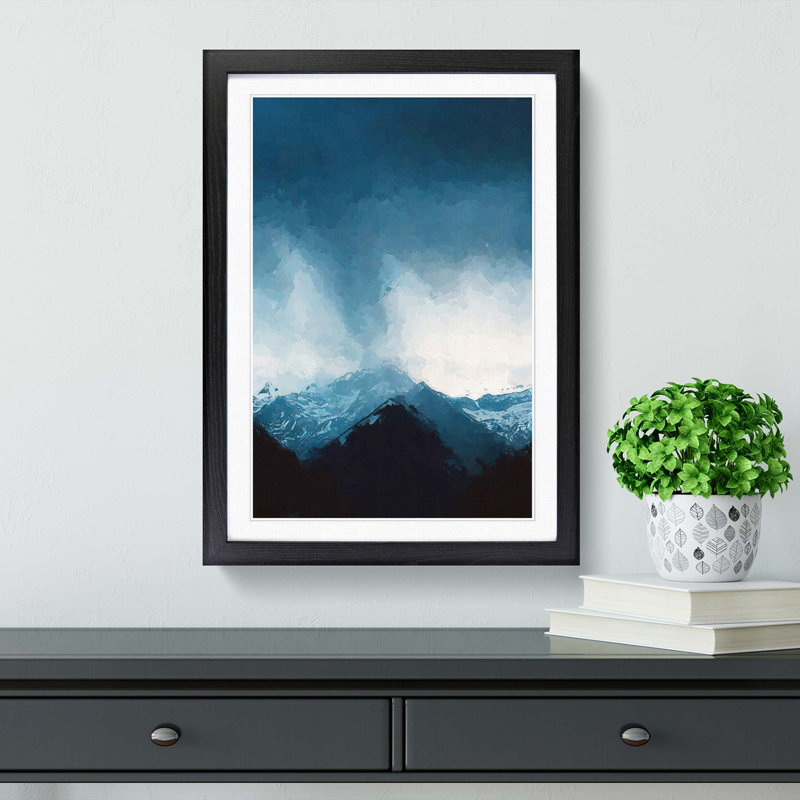 Cloud Touching the Mountains in Abstract - Picture Frame Graphic Art Print, Black Framed, 65cm H x 48cm W x 2cm D