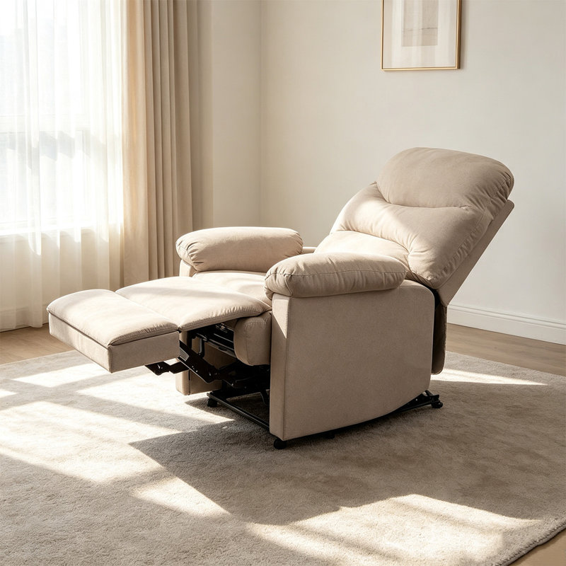 Fauteuil inclinable beige en tissu tissé