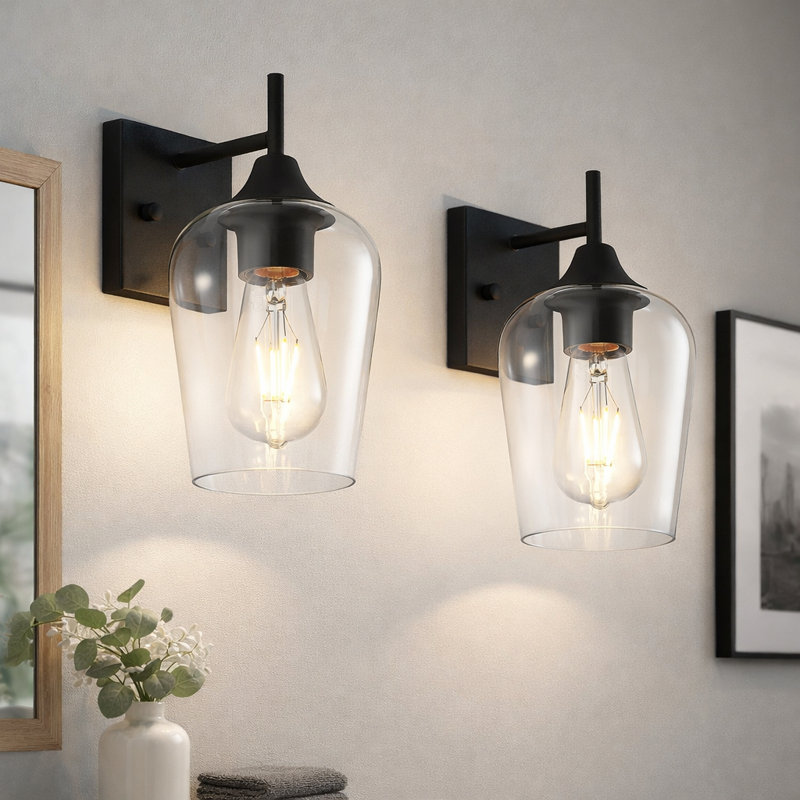 Dimmable Wall Sconce Set (Set Of 2), Black