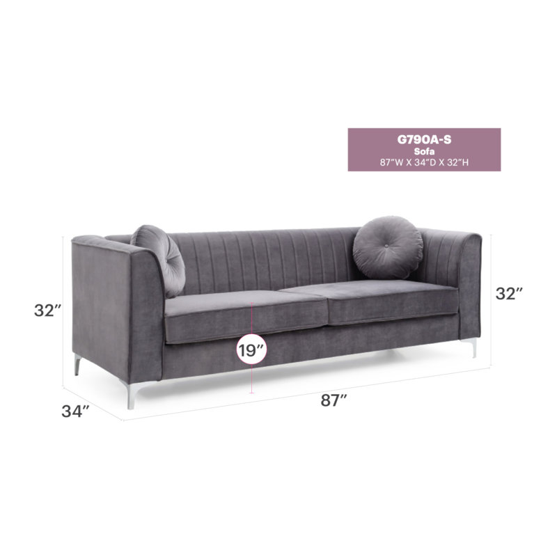 Canapé Delray G790A-S (2 boîtes), Grey