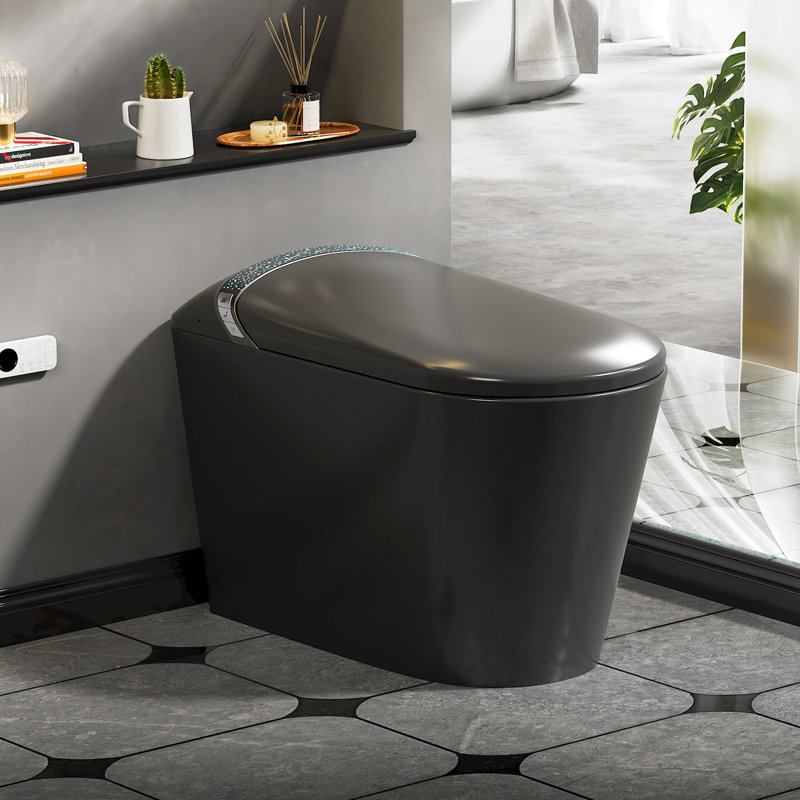 Smart Toilet with Bidet, 17 inch Comfort Seat Height, Auto Open/Close Foot Kick Flush Heated Seat, LED Night Light, 1.28 GPF Multiple Cleaning Modes