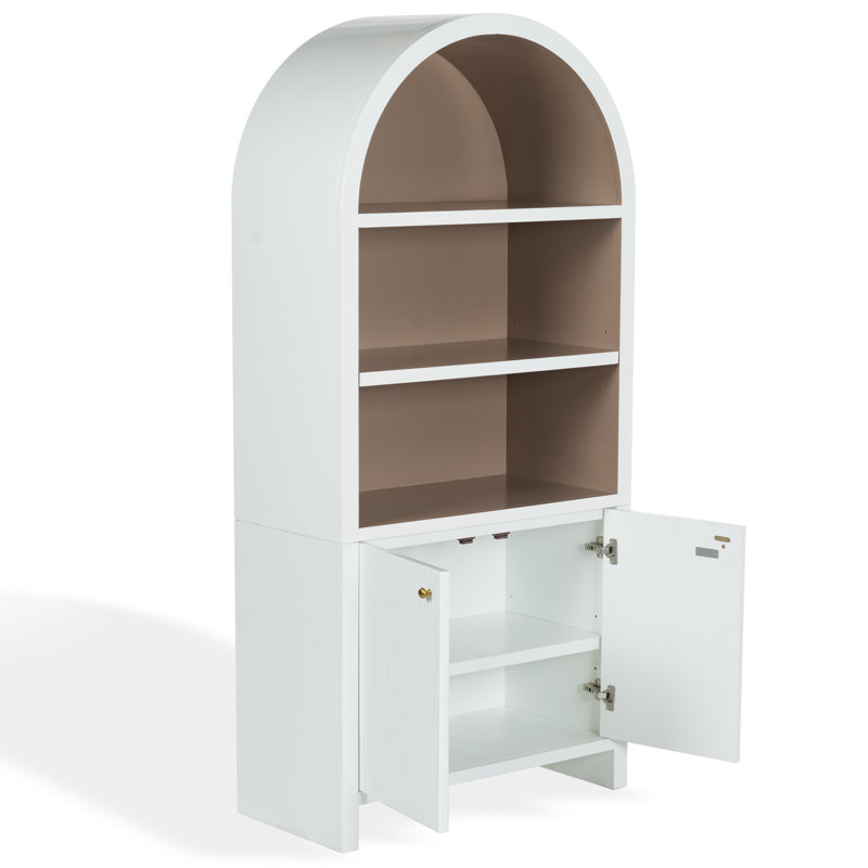 Bibliothèque en bois Liabella, Blanc