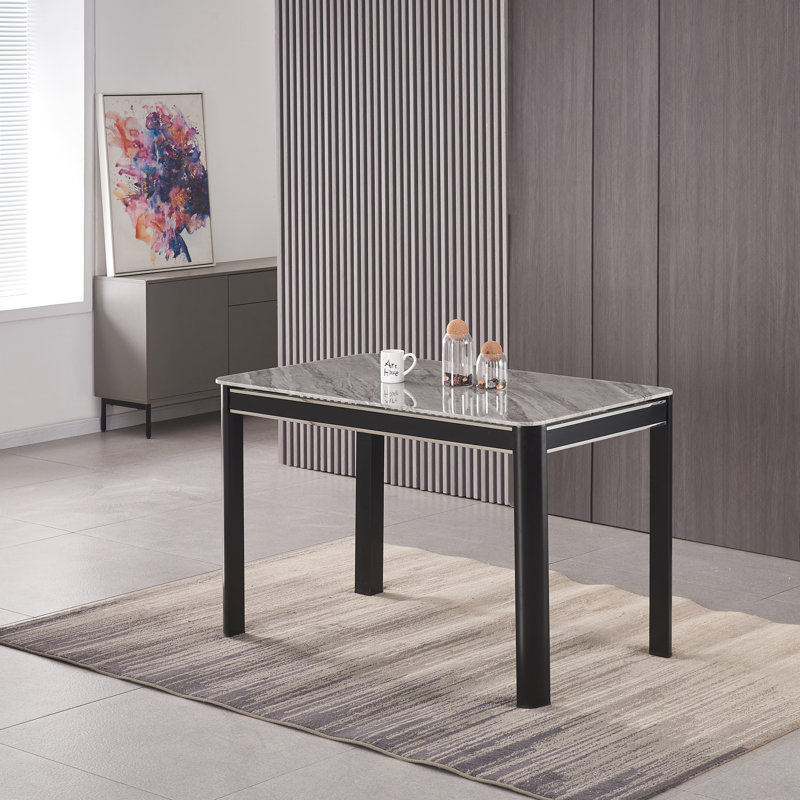 Borras 4 - Person Dining Set, Black/White/Silver