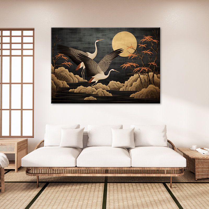 Peacock In The Backlight Of The Moon - No Frame Print on Canvas, 70cm H x 100cm W