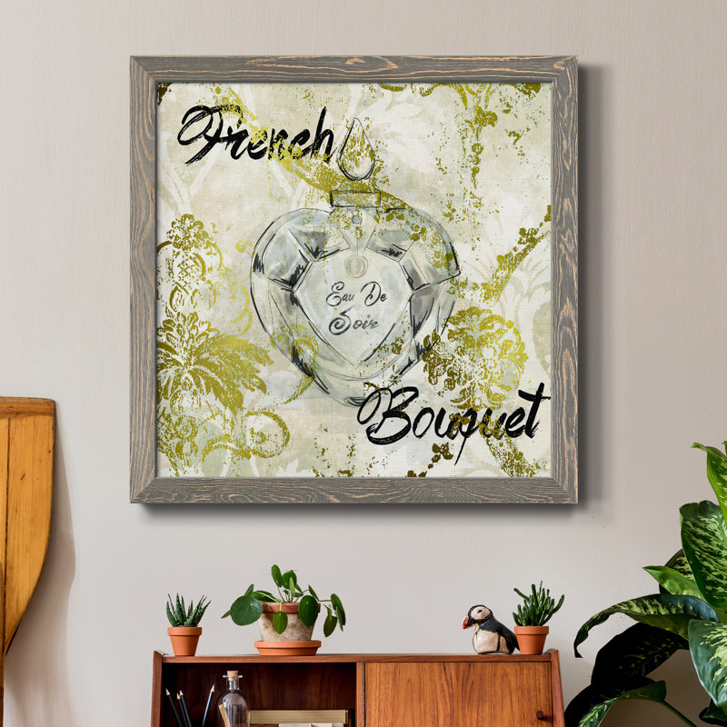 Bouquet français - Peinture sur toile encadrée, H 34,5 po x l 34,5 po x P 1 po, Encadrement gris