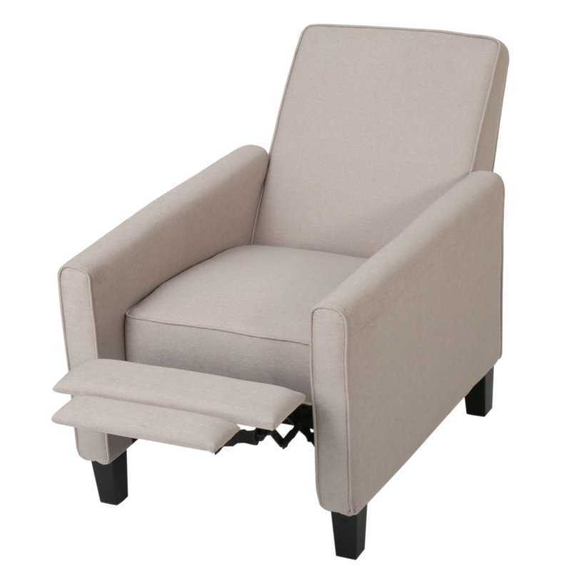 Linen Manual Push Back Recliner Chair, Cream