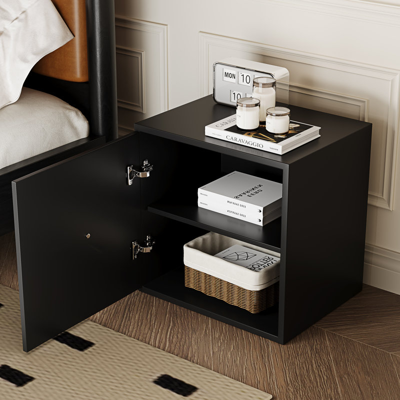Table de chevet avec rangement, table de chevet et armoire d'appoint 19,7 po, Noir