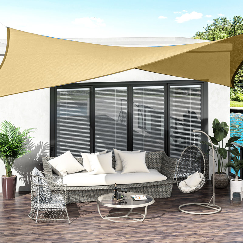 Abri de soleil à voile 13 'x 20', sable, fonction de verrouillage, pour piscine et terrasse avec voile de corde 20 ', résistance, patio