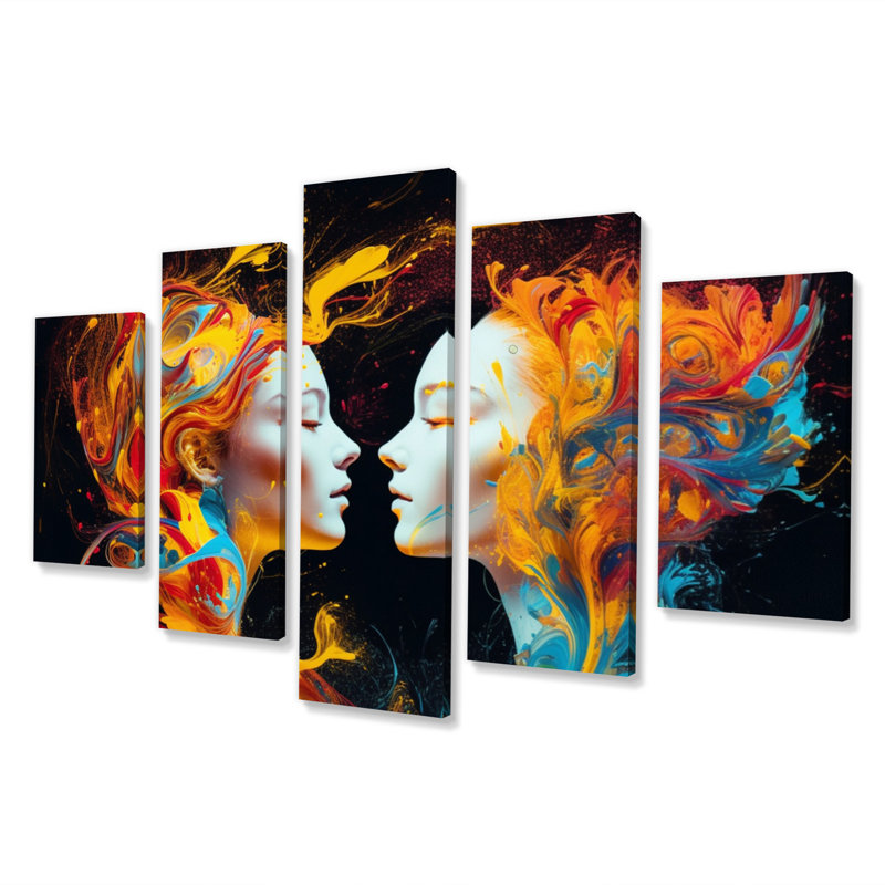 «Metaphorical Mind V - Abstract Portraits», reproduction d'art mural - 5 panneaux