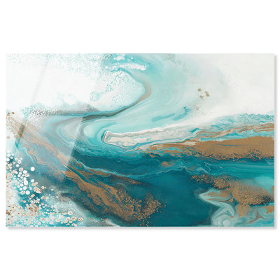 Imprimé acrylique bleu aqua veine I turquoise, art abstrait, prêt à accrocher, 15 x 10
