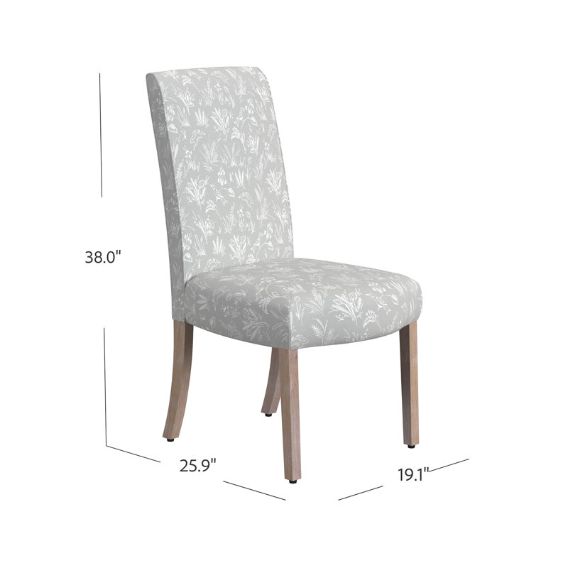 Arvad Scalloped Detail Dining Chair, Light Gray Floral with Animal Motifs