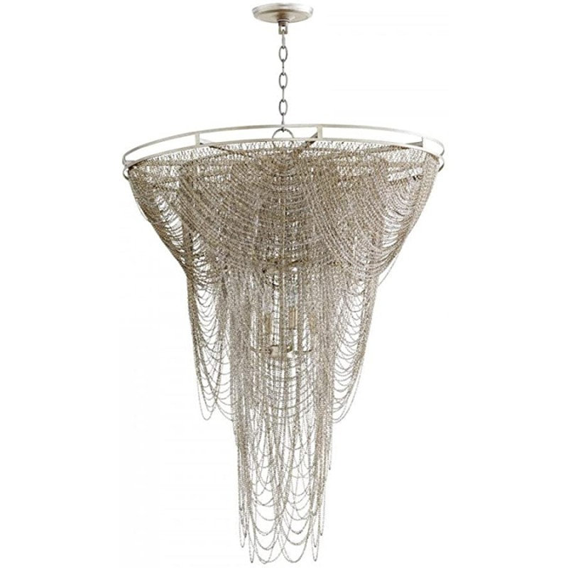 Lustre suspendu en fer cyan clair Itchica, Argent antique, Argent vieilli, 20 po de largeur x 20 po de profondeur x 45 po de 