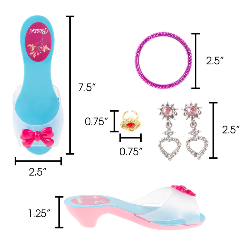 Ensemble d'habillage de princesse - Talons hauts, bracelets, boucles d'oreilles, bagues - Accessoires de déguisement de jeu pour fêtes, Halloween et anniversaires par Hey Play