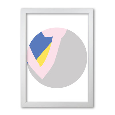 Grey, Pink And Navy Abstract Circle - Print