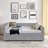 Upholstered Daybed With Trundle And Two Drawers In Grey Boucle, Queen Size Model Boucle