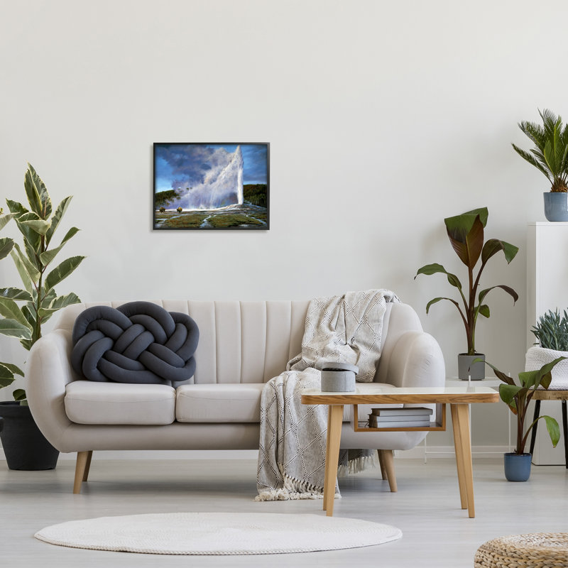 «Old Faithful Geyser Landscape» encadré sur bois par Paco Young, photographie, Giclée encadrée noir minuit