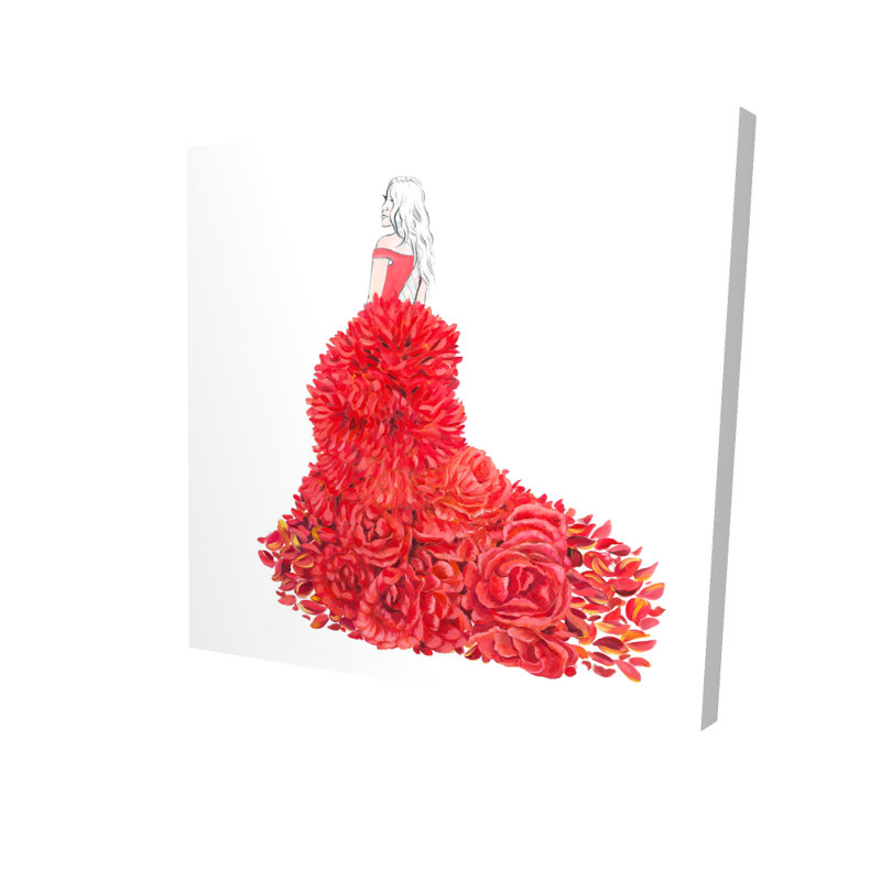 Art floral sur toile rouge