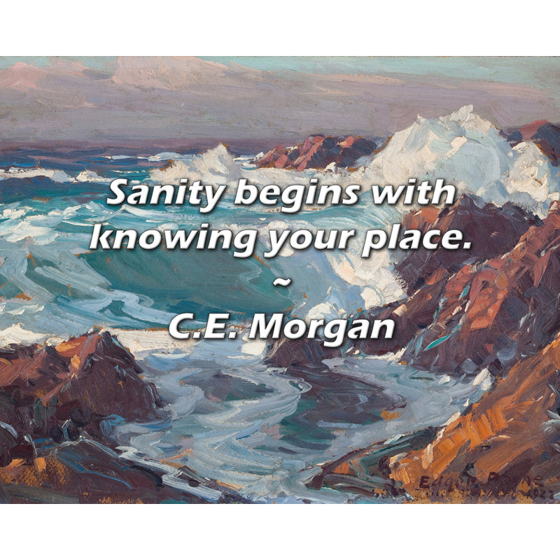 C.E. Morgan Quote: Sanity commence par connaître votre maison., H 26 po x l 32 po